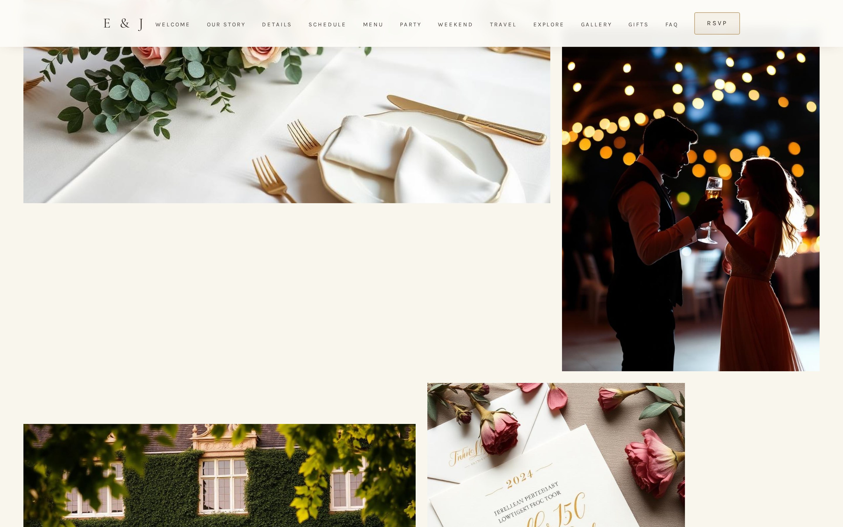 Photo gallery section of the wedding website